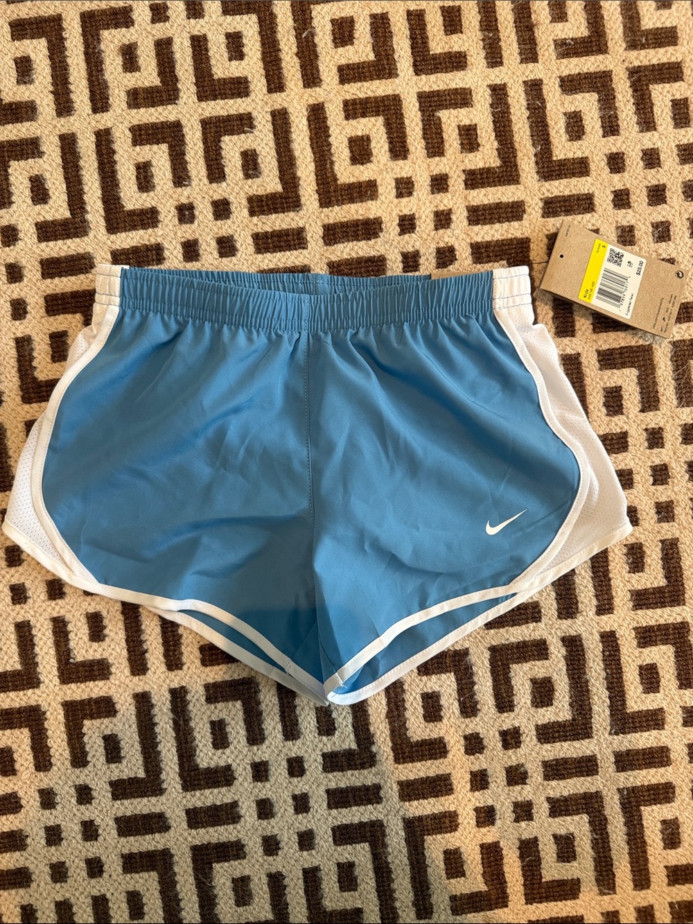 Nike Light Blue Girls' Athletic Shorts with White Trim